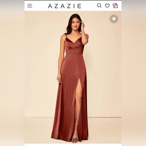 Azazie A line terracotta bridesmaid dress